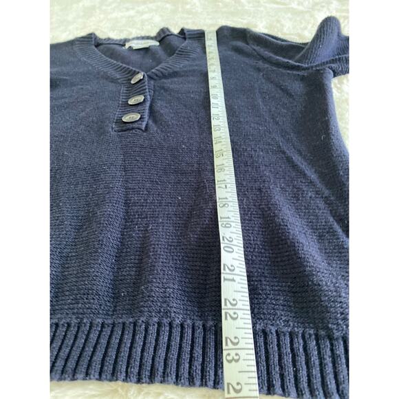 Sag Harbor 3 Button V-Neck Coastal Knit Navy Sweater Sz L - Picture 5 of 8